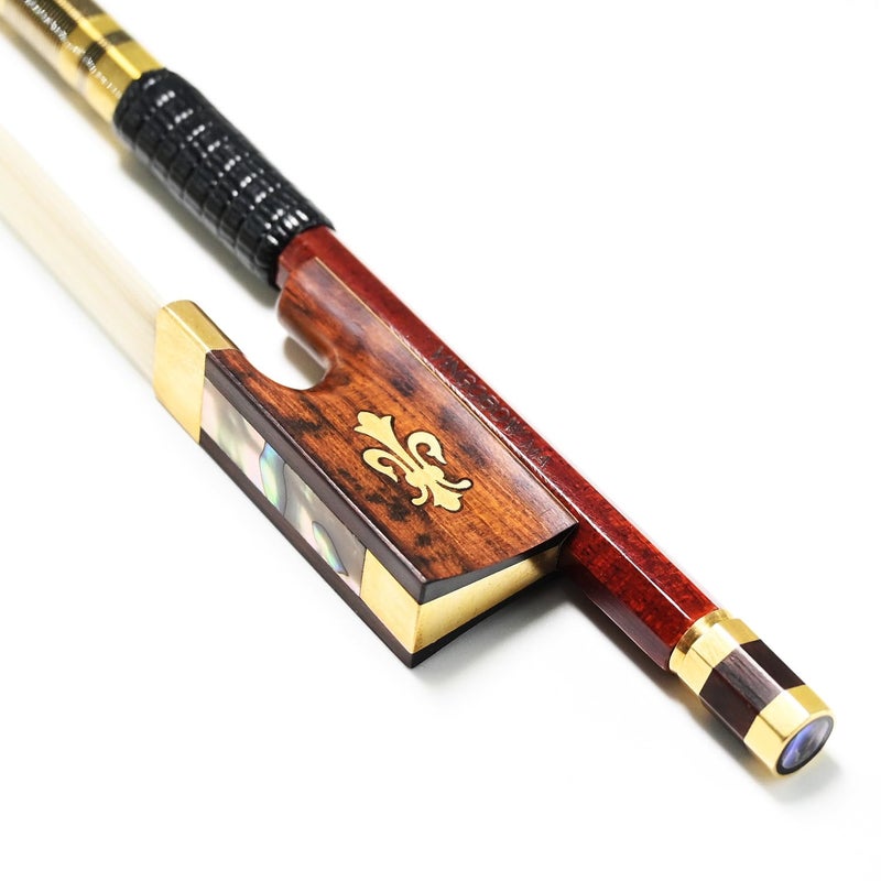 VINGOBOW Carbon Fiber Core Hybrid Peranmbuco Skin Violin Bow 4/4 Size VINGOBOW 127V Master Level Fleur-de-lys Snakewood Frog 4 4 Full Straight Premium Natural Horse Hair for Porfessional Player - Image 1